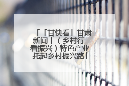「甘快看」甘肃新闻丨（乡村行 看振兴）特色产业托起乡村振兴路