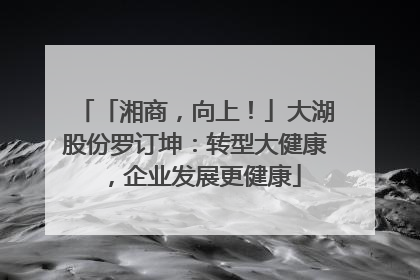 「湘商，向上！」大湖股份罗订坤：转型大健康，企业发展更健康