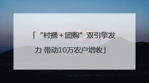“村播＋团购”双引擎发力 带动10万农户增收