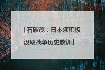石破茂：日本须积极汲取战争历史教训