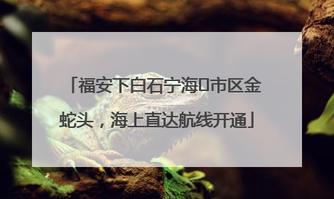 福安下白石宁海⇆市区金蛇头，海上直达航线开通