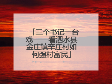 三个书记一台戏——看泗水县金庄镇辛庄村如何强村富民