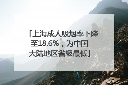 上海成人吸烟率下降至18.6%，为中国大陆地区省级最低
