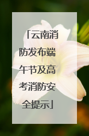 云南消防发布端午节及高考消防安全提示