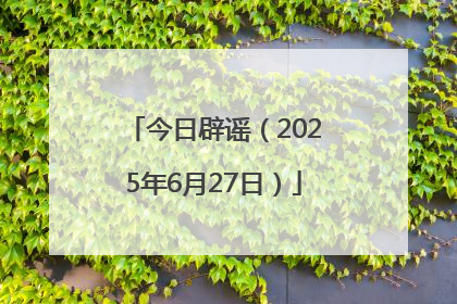 今日辟谣（2025年6月27日）