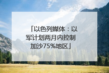 以色列媒体：以军计划两月内控制加沙75%地区