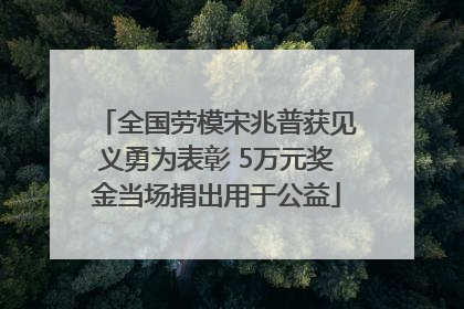 全国劳模宋兆普获见义勇为表彰 5万元奖金当场捐出用于公益