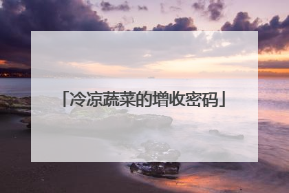 冷凉蔬菜的增收密码
