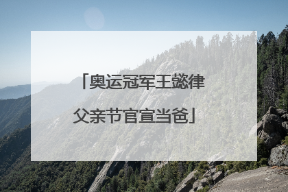 奥运冠军王懿律父亲节官宣当爸
