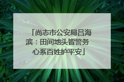 尚志市公安局吕海滨：田间地头皆警务 心系百姓护平安