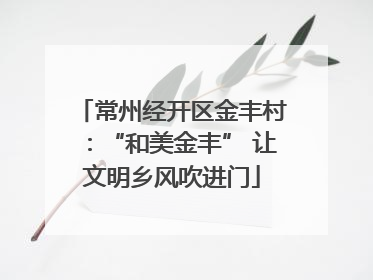 常州经开区金丰村：“和美金丰” 让文明乡风吹进门