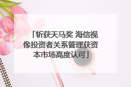 斩获天马奖 海信视像投资者关系管理获资本市场高度认可