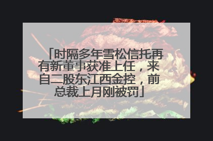 时隔多年雪松信托再有新董事获准上任，来自二股东江西金控，前总裁上月刚被罚