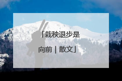 栽秧退步是向前｜散文