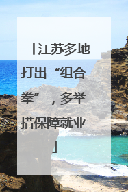江苏多地打出“组合拳”，多举措保障就业
