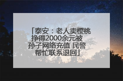 泰安：老人卖樱桃挣得2000余元被孙子网络充值 民警帮忙联系退回