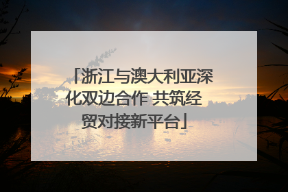 浙江与澳大利亚深化双边合作 共筑经贸对接新平台