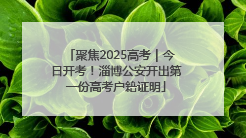 聚焦2025高考｜今日开考！淄博公安开出第一份高考户籍证明