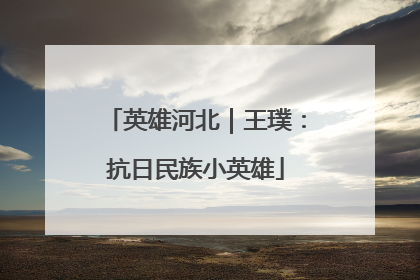 英雄河北｜王璞：抗日民族小英雄