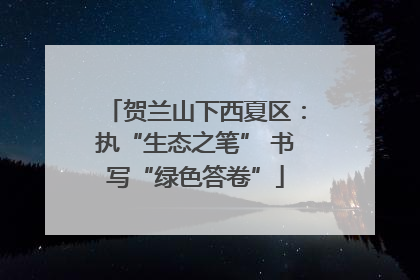 贺兰山下西夏区：执“生态之笔” 书写“绿色答卷”