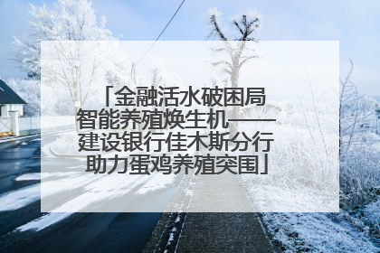 金融活水破困局 智能养殖焕生机——建设银行佳木斯分行助力蛋鸡养殖突围