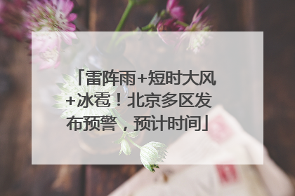 雷阵雨+短时大风+冰雹！北京多区发布预警，预计时间