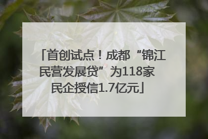 首创试点！成都“锦江民营发展贷”为118家民企授信1.7亿元