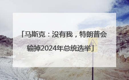 马斯克：没有我，特朗普会输掉2024年总统选举