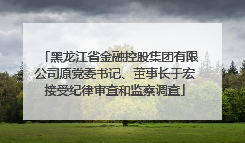 黑龙江省金融控股集团有限公司原党委书记、董事长于宏接受纪律审查和监察调查