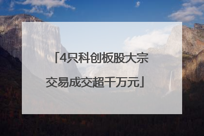 4只科创板股大宗交易成交超千万元